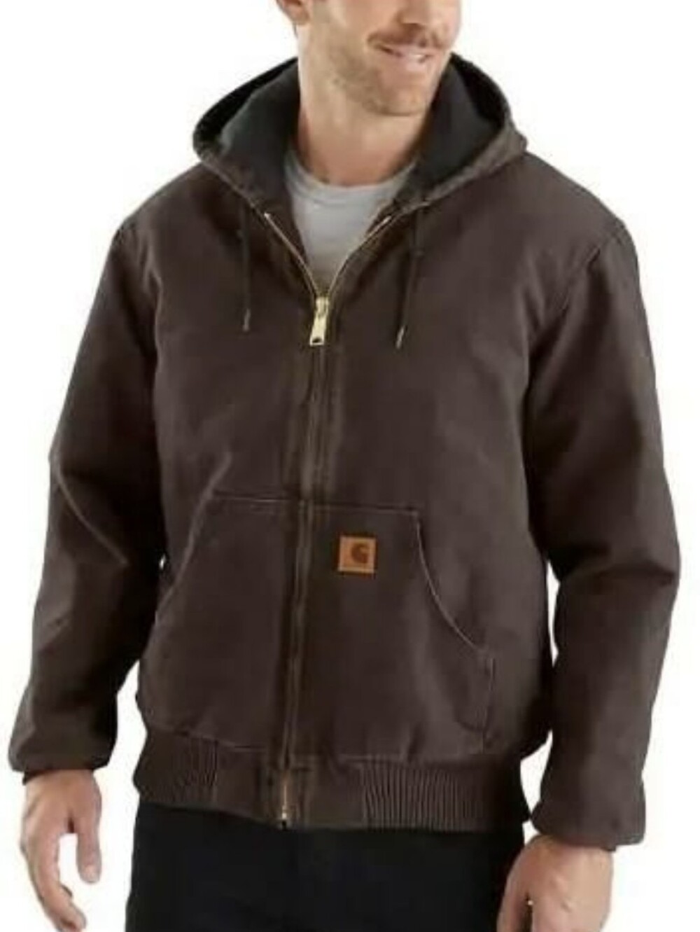 Carhartt Men's Brown Washed Duck Hooded Jacket